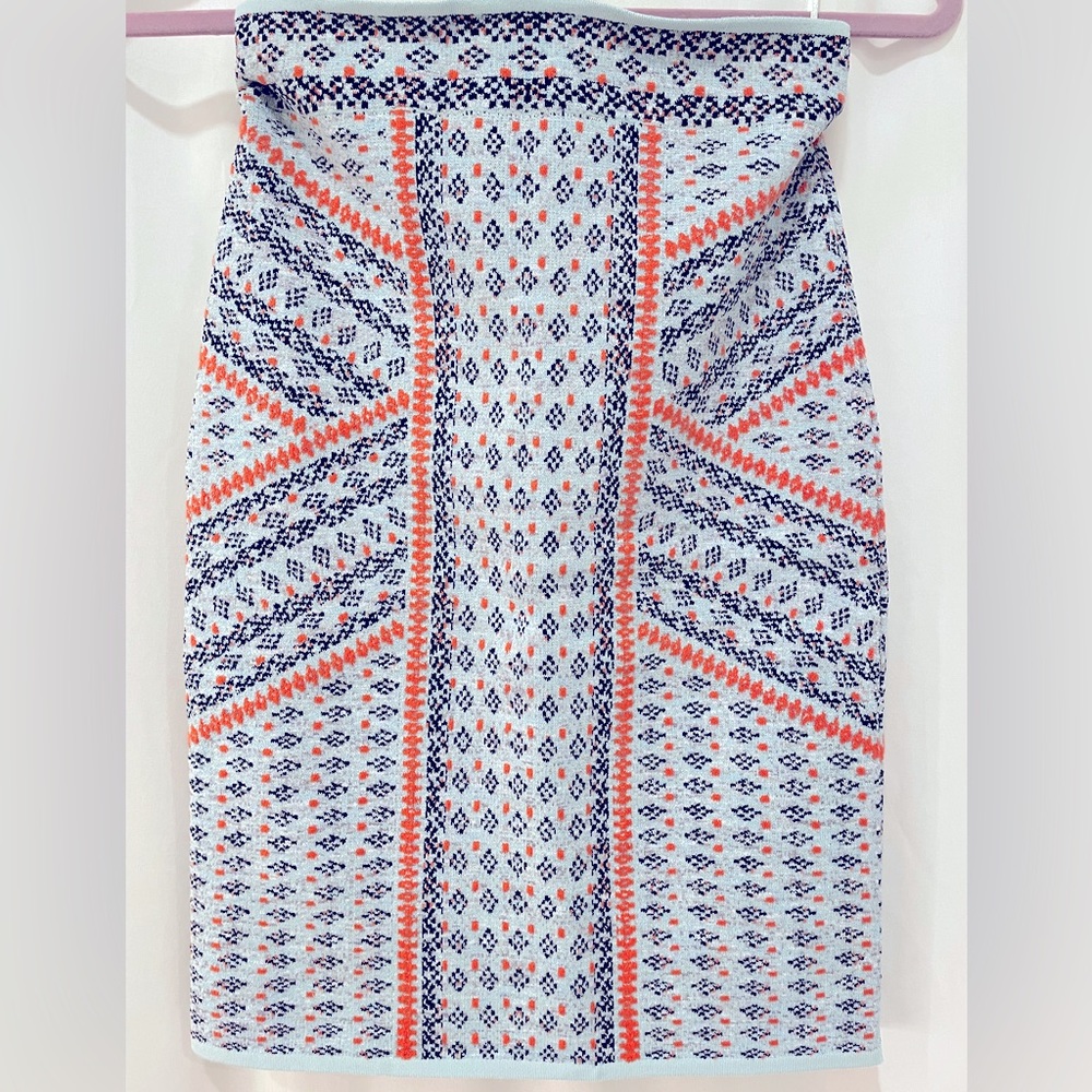 NEW BCBGMAXAZRIA BRIGHT AQUA COMBO PAVEL JACUARD SKIRT SMALL